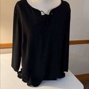 Talbots Black Lace-Up Blouse